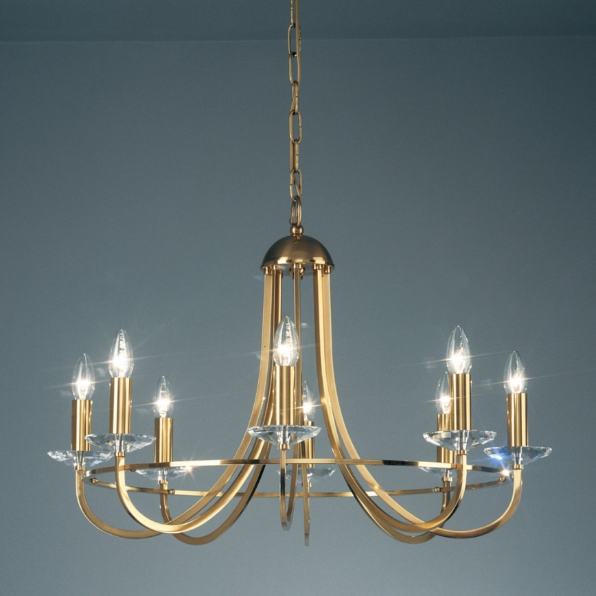 Kolarz 330.88.8C - Lysekrone i krystal m. kædeophæng IMPERIAL 8xE14/60W/230V guldfarvet