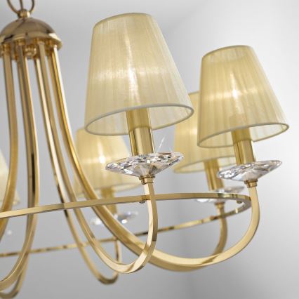 Kolarz 330.88.8C - Lysekrone i krystal m. kædeophæng IMPERIAL 8xE14/60W/230V guldfarvet