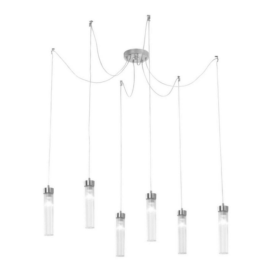 Kolarz 6009.30650 - Pendel RAGGIO 6xE14/25W/230V edderkop sølvfarvet