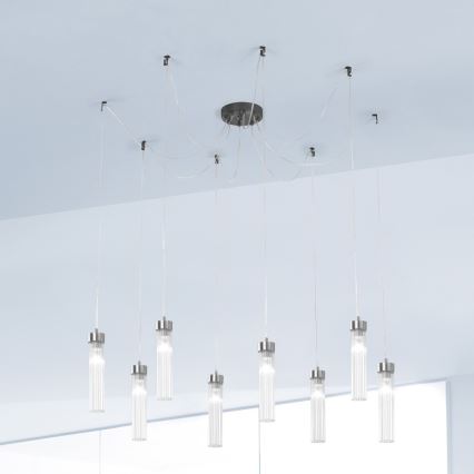 Kolarz 6009.30860 - Pendel RAGGIO 8xE14/25W/230V edderkop mat krom