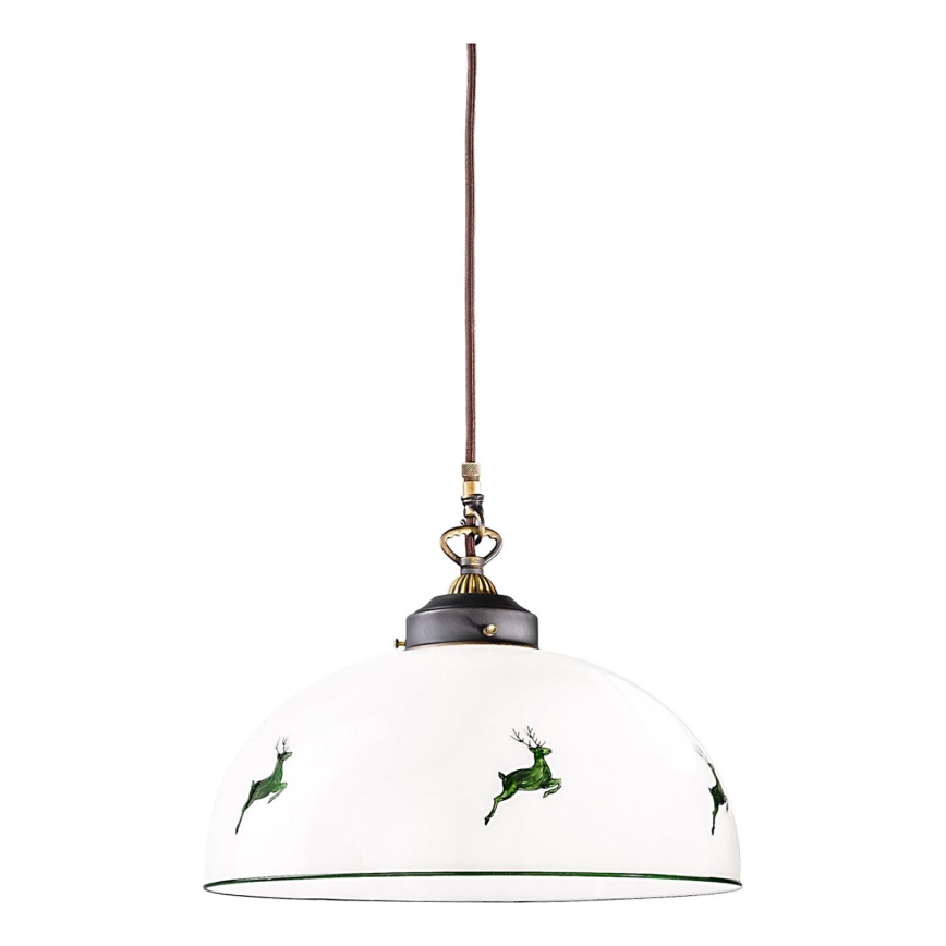 Kolarz 731.32.102 - Pendel NONNA 1xE27/75W/230V diameter 36 cm hjort grøn