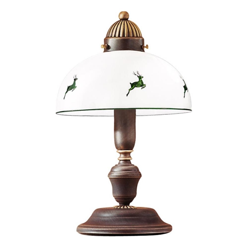 Kolarz 731.73.100 - Bordlampe NONNA 1xE27/75W/230V brun/hjort grøn