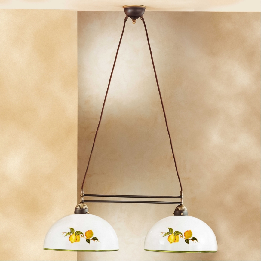 Kolarz 731.82.129 - Pendel NONNA 2xE27/75W/230V citroner