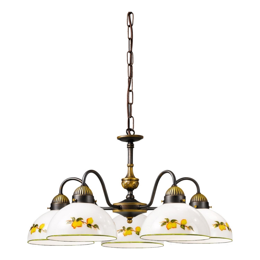 Kolarz 731.85.126 - Pendel med kædeophæng NONNA 5xE27/75W/230V citroner