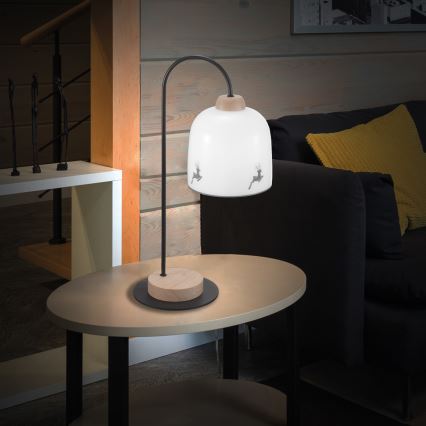 Kolarz A1352.71.Gr.100 - Bordlampe NONNA 1xE27/60W/230V hjort eg/hvid/grå