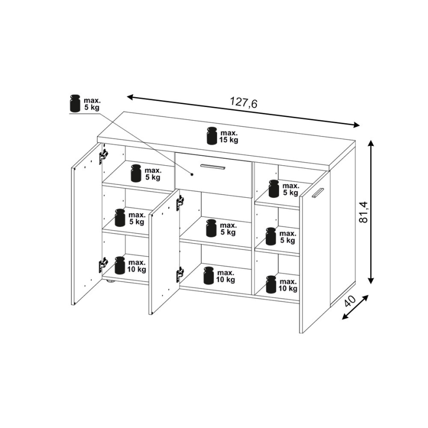 Kommode BRUNO sonoma eg/hvid
