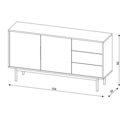 Kommode ELI, 154 x 82 x 39 cm, sort
