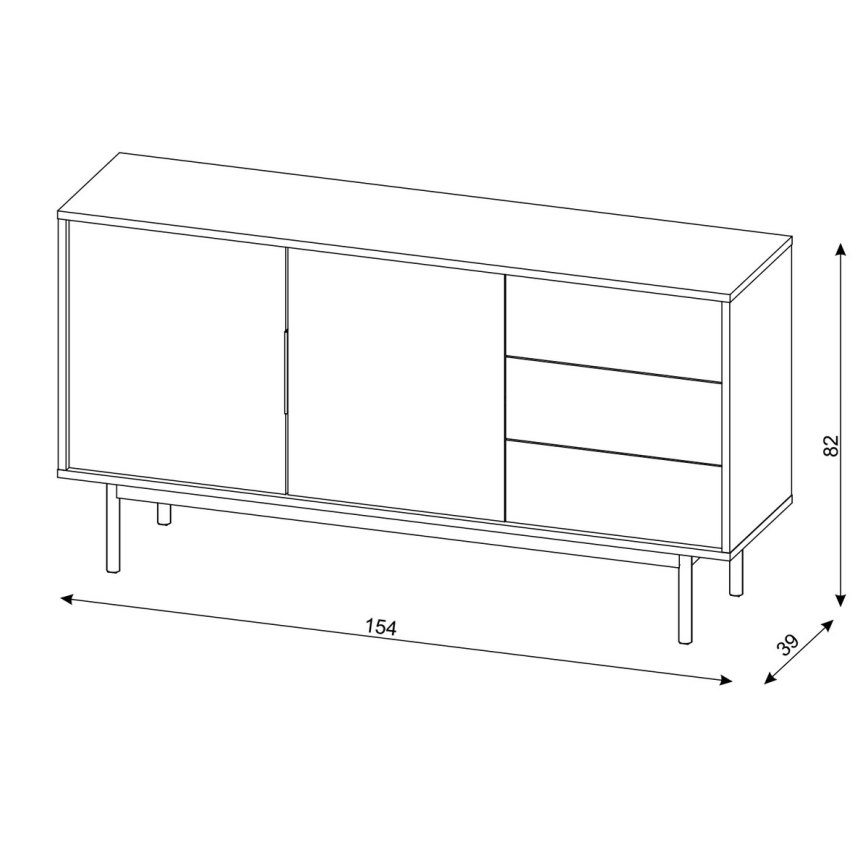 Kommode ELI, 154 x 82 x 39 cm, sort