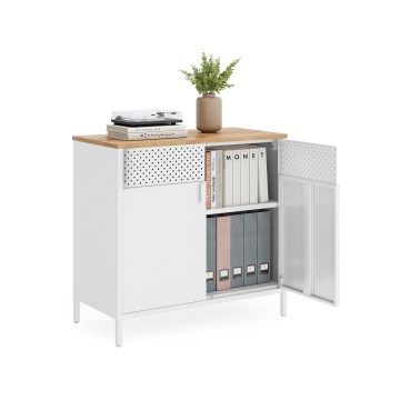 Kommode FIRA 80x40 cm hvid/eg