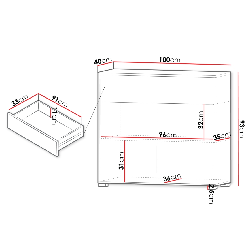 Kommode GESITA 100x93 cm hvid