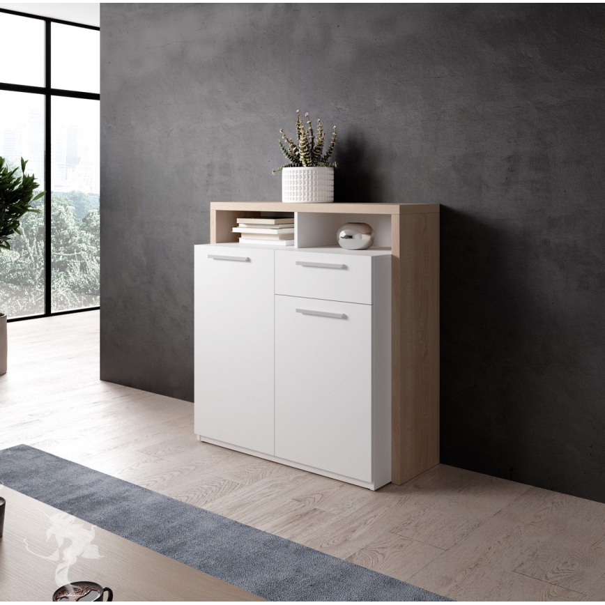 Kommode LEBY sonoma-eg/hvid