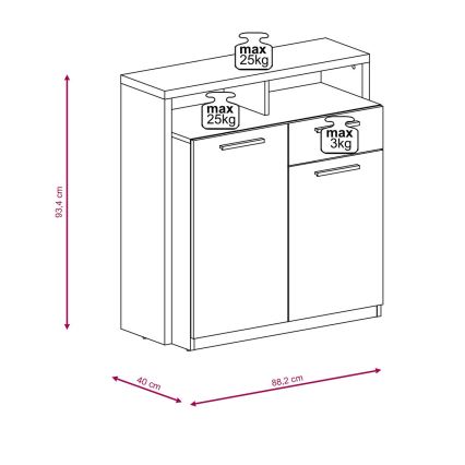 Kommode LEBY sonoma-eg/hvid