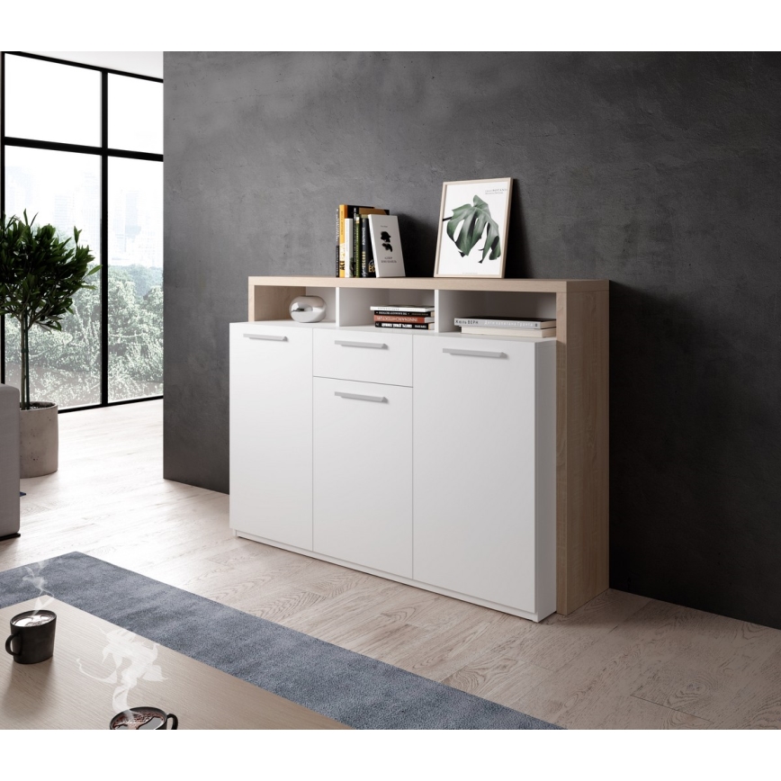 Kommode LEBY sonoma-eg/hvid
