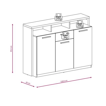Kommode LEBY sonoma-eg/hvid