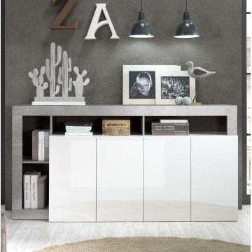 Kommode LENOR 184x93x42 cm hvid/grå beton