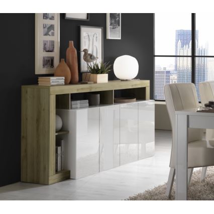 Kommode LENOR 184x93x42 cm hvid/lys eg