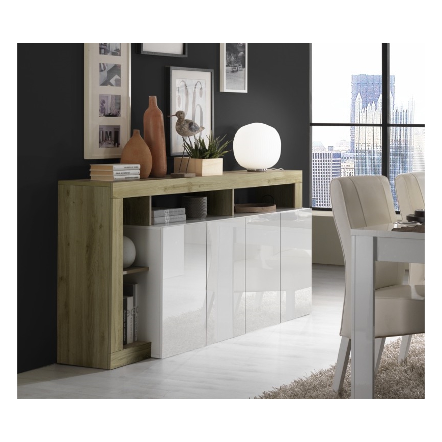 Kommode LENOR 184x93x42 cm hvid/lys eg