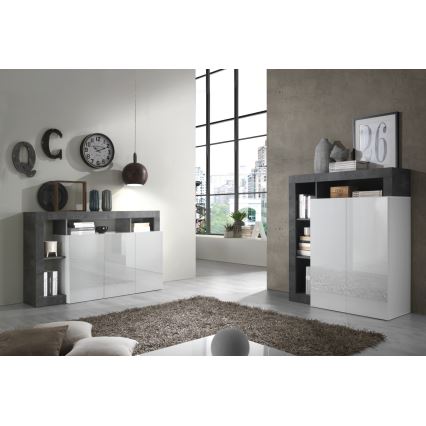 Kommode LENOR hvid/antracit