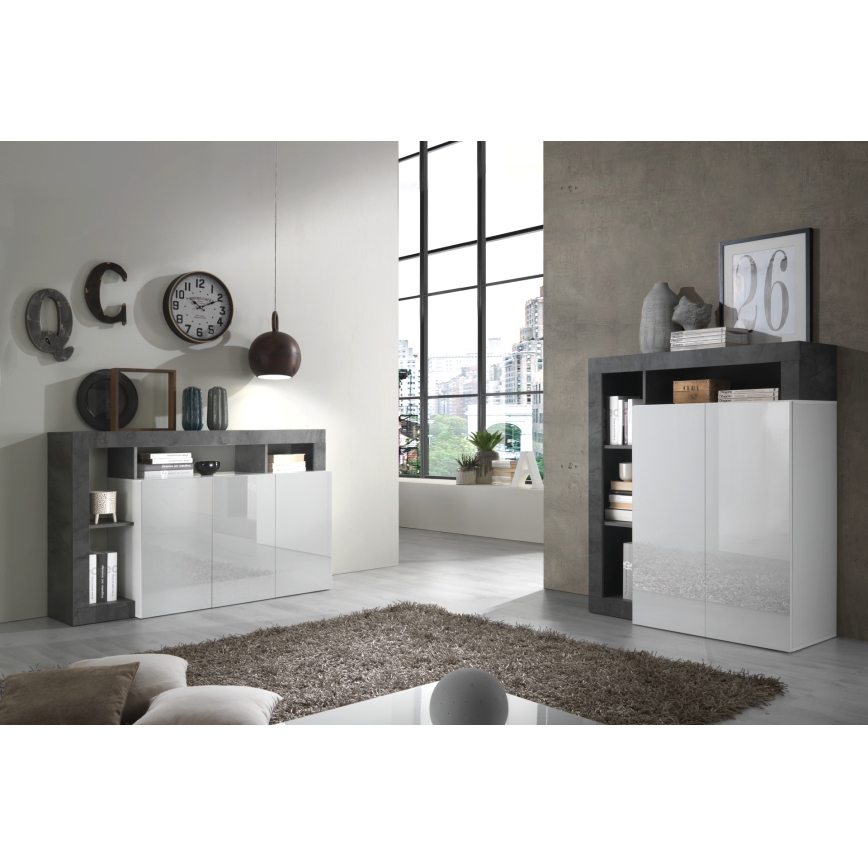 Kommode LENOR hvid/antracit