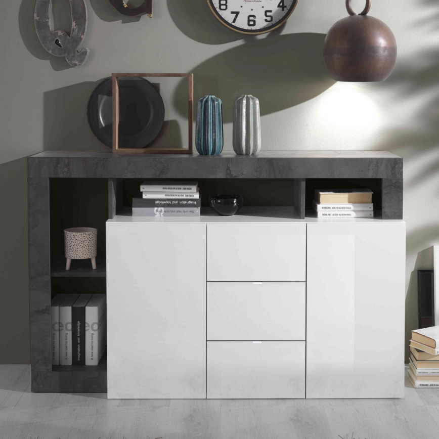 Kommode LENOR hvid/antracit