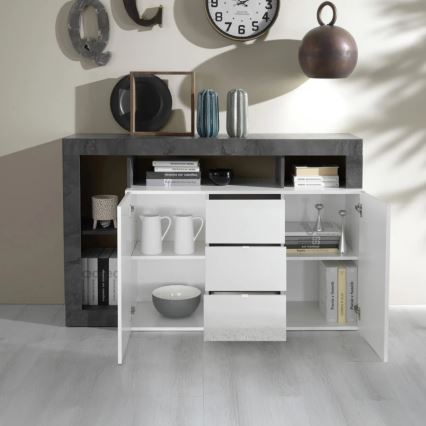 Kommode LENOR hvid/antracit