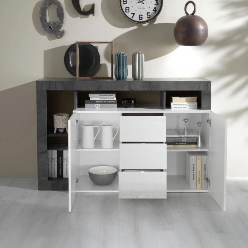 Kommode LENOR hvid/antracit