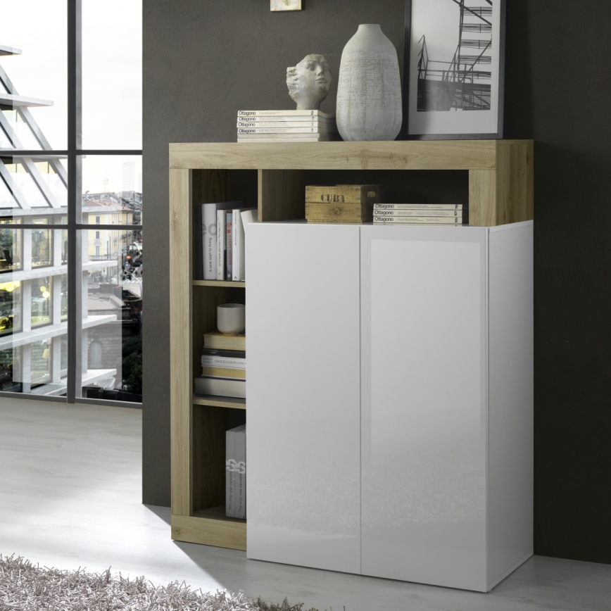 Kommode LENOR hvid/brun