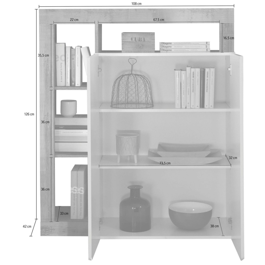 Kommode LENOR hvid/brun