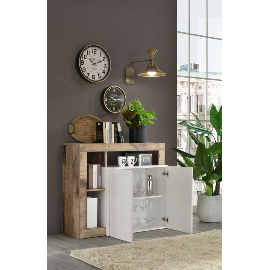 Kommode LENOR hvid/brun