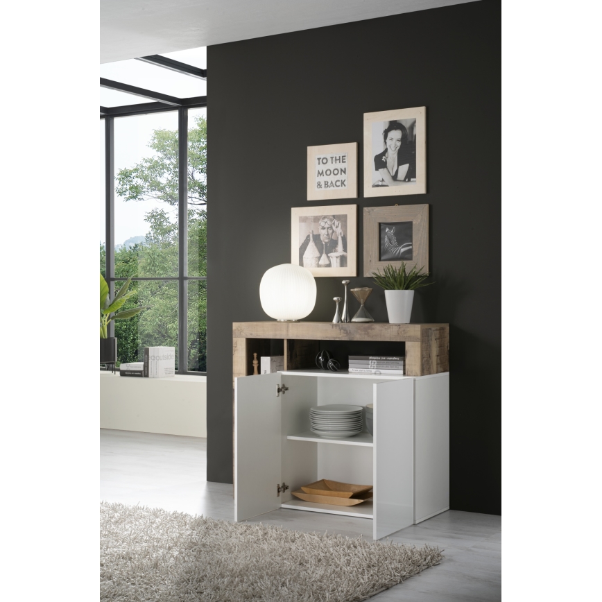 Kommode LENOR hvid/brun