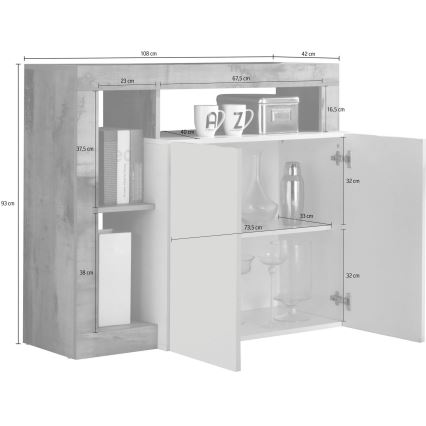 Kommode LENOR hvid/brun