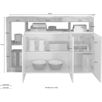 Kommode LENOR hvid/brun