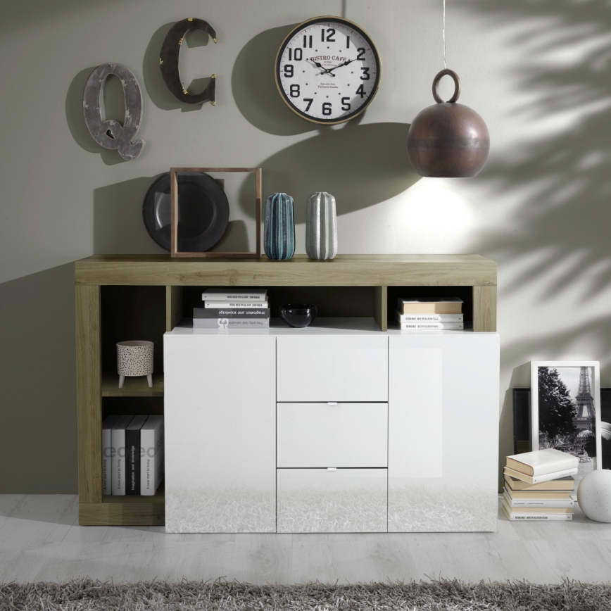 Kommode LENOR hvid/brun