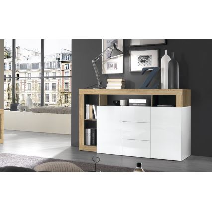 Kommode LENOR hvid/brun