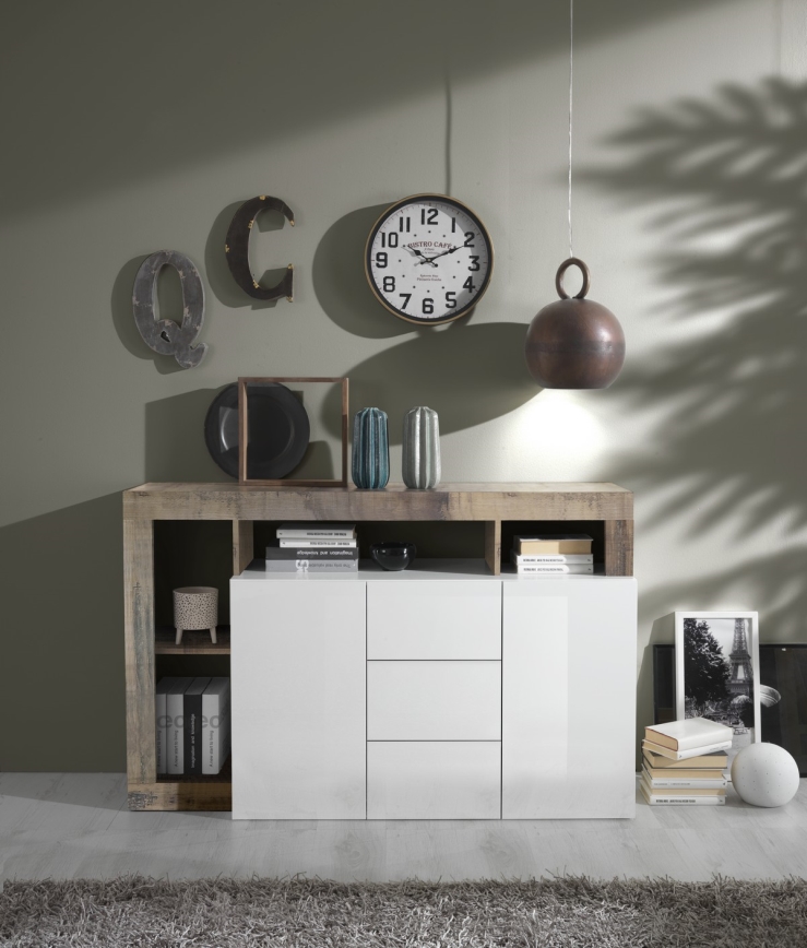 Kommode LENOR hvid/brun