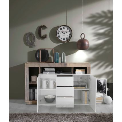 Kommode LENOR hvid/brun