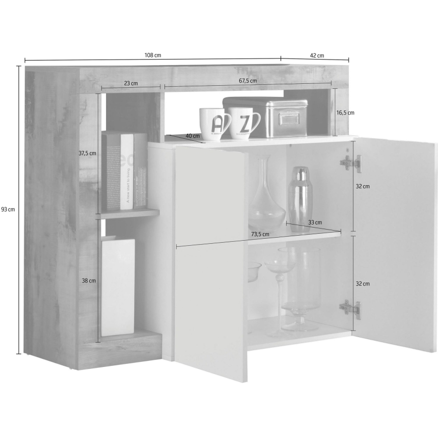 Kommode LENOR hvid/eg