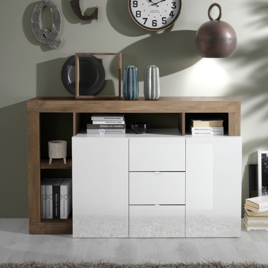 Kommode LENOR hvid/eg