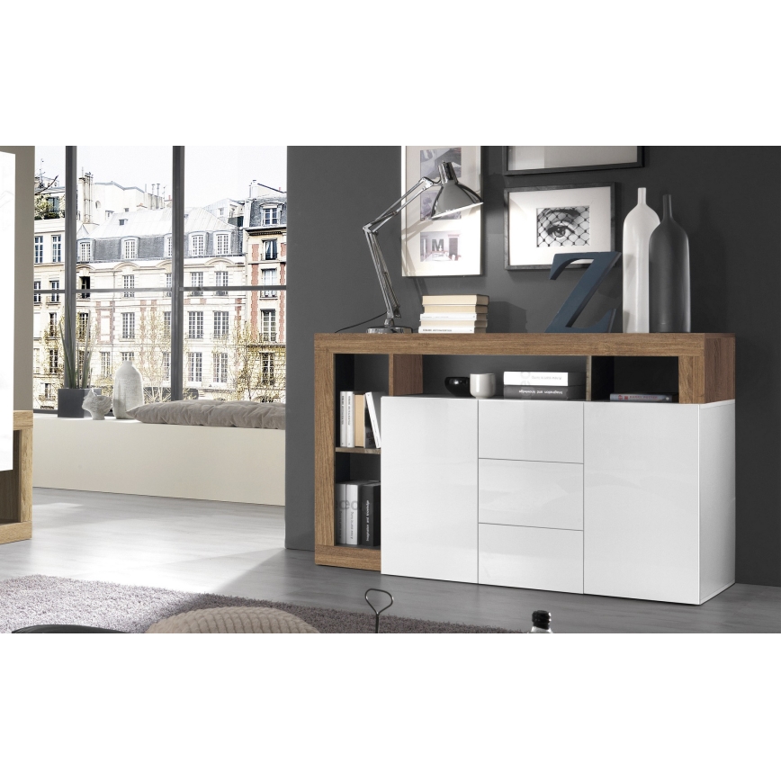 Kommode LENOR hvid/eg