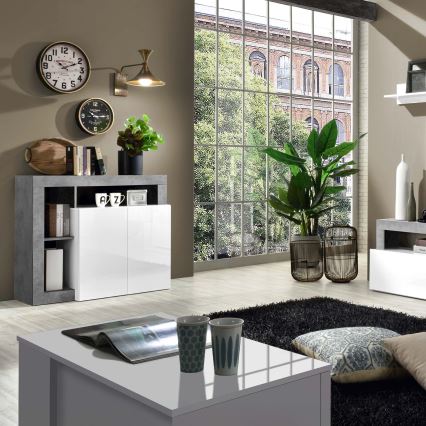 Kommode LENOR hvid/grå i betonlook