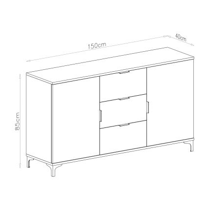 Kommode LORA med skuffer og låger, beige