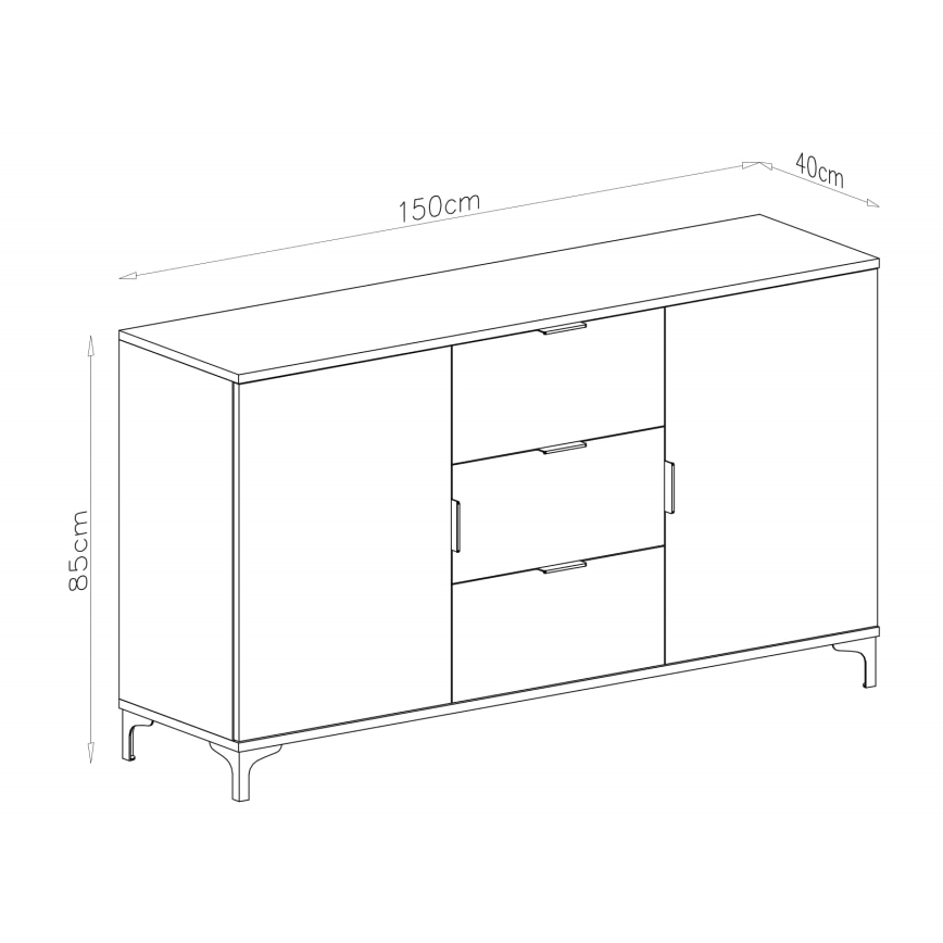 Kommode LORA med skuffer og låger, beige