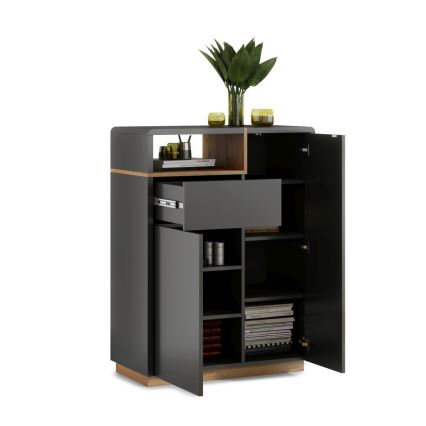 Kommode med skuffe FRED, antracit/egetræ Artisan