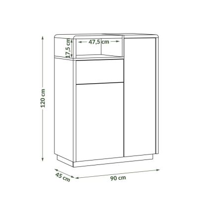 Kommode med skuffe FRED, antracit/egetræ Artisan