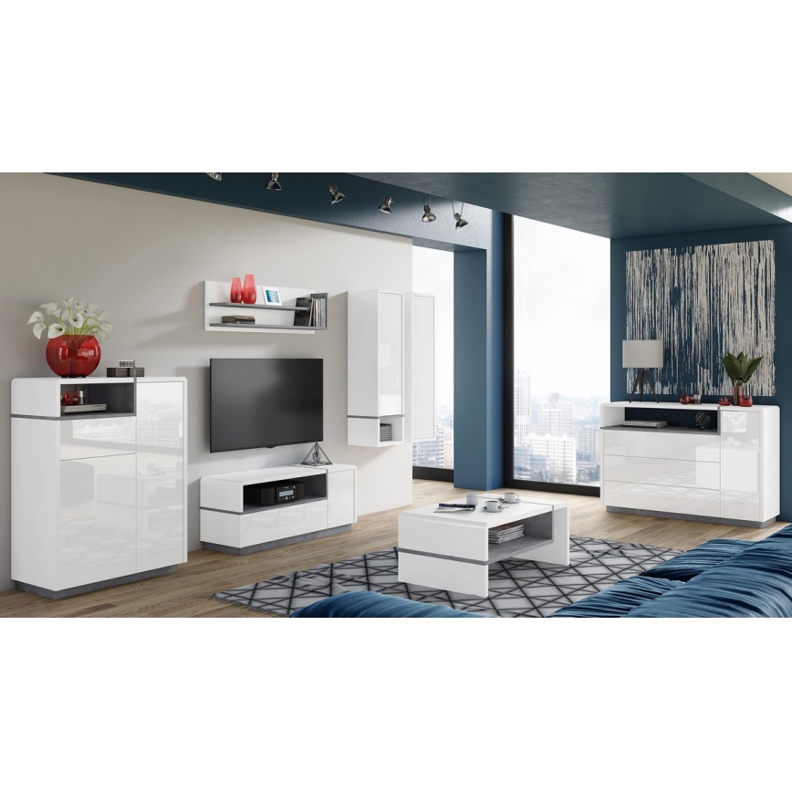 Kommode med skuffe FRED hvid/grå