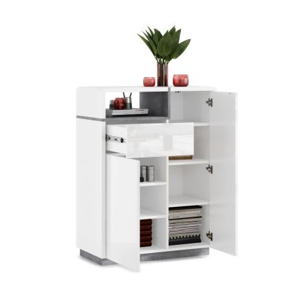 Kommode med skuffe FRED hvid/grå