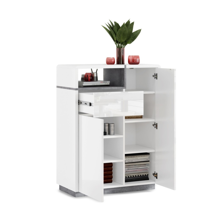 Kommode med skuffe FRED hvid/grå