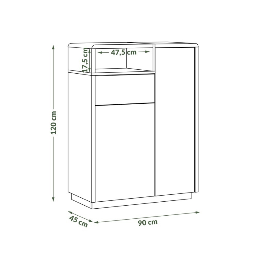 Kommode med skuffe FRED hvid/grå