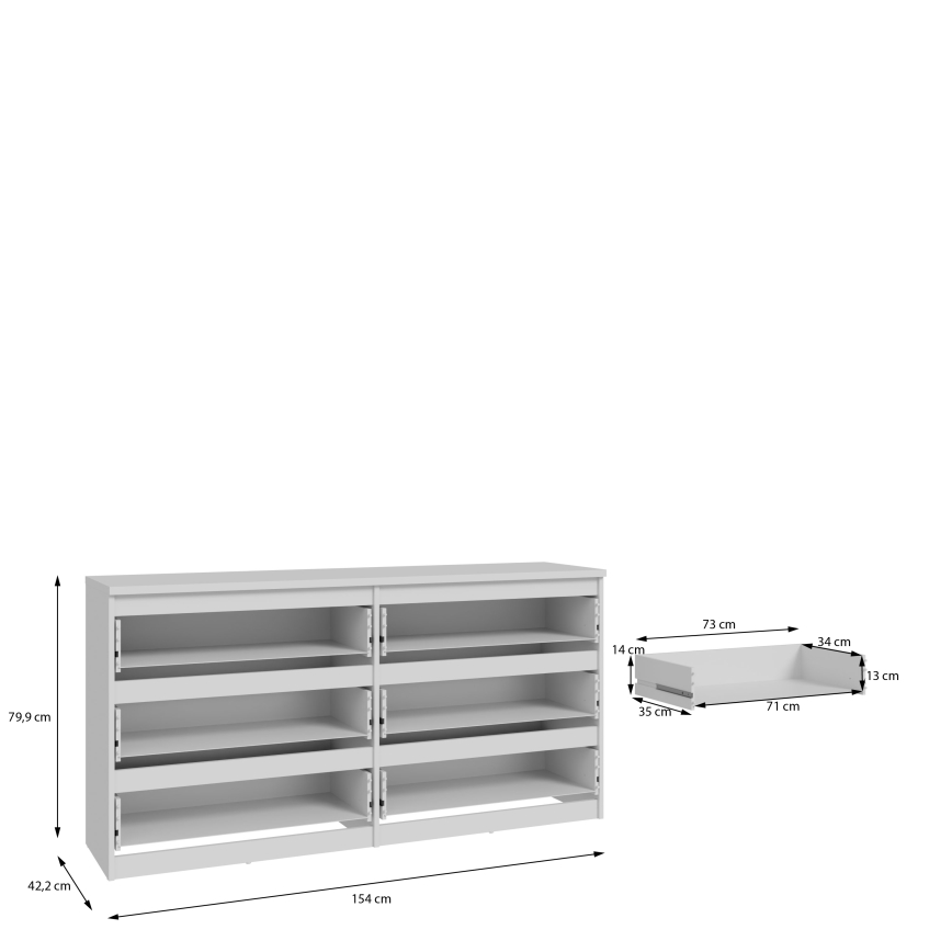 Kommode med skuffer MAO, hvid