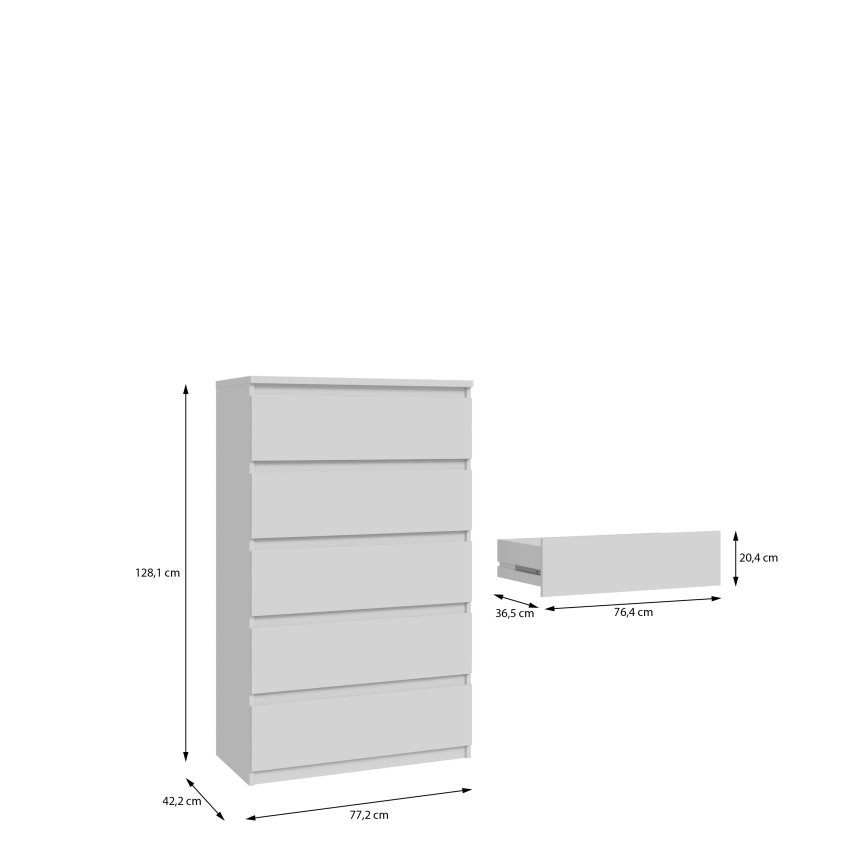 Kommode med skuffer MAO hvid